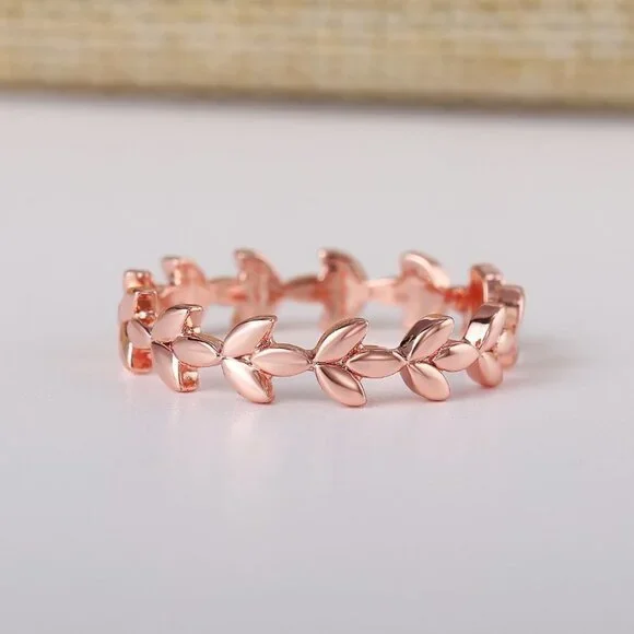 Fashion Leaf Rose Gold Plated Simple Ring for Women/Girl, K944